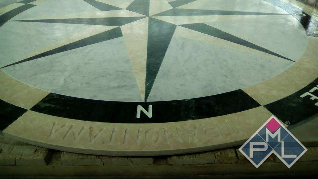 Rosa Dei Venti In Travertino E Nero Marquina Copia